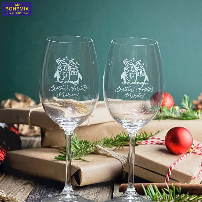 pahare gravate pentru vin din cristal personalizate