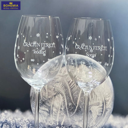 pahare gravate pentru vin din cristal personalizate