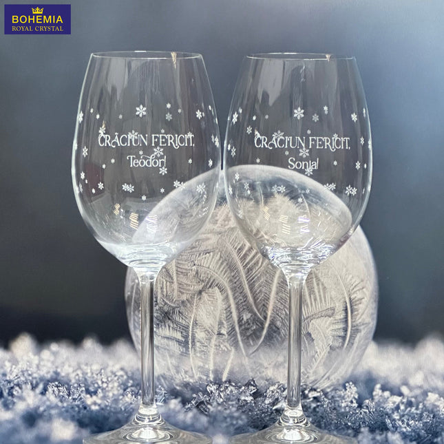 pahare gravate pentru vin din cristal personalizate