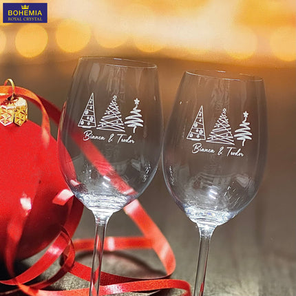 pahare gravate pentru vin din cristal personalizate