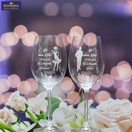 pahare gravate pentru vin din cristal personalizate