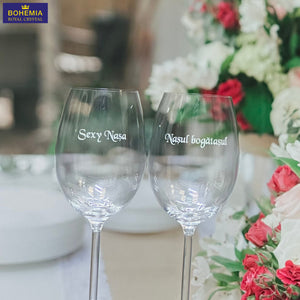 pahare gravate pentru vin din cristal personalizate