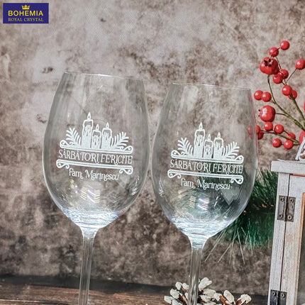 pahare gravate pentru vin din cristal personalizate