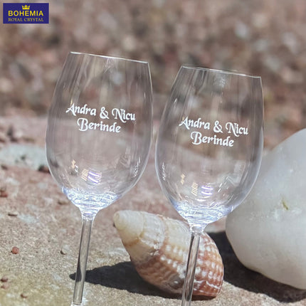 pahare gravate pentru vin din cristal personalizate