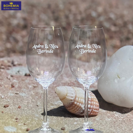 pahare gravate pentru vin din cristal personalizate