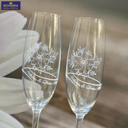 Set două pahare din cristal floare delicată cu cristal aplicat