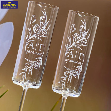 Set pahare cristal Floral si cutie
