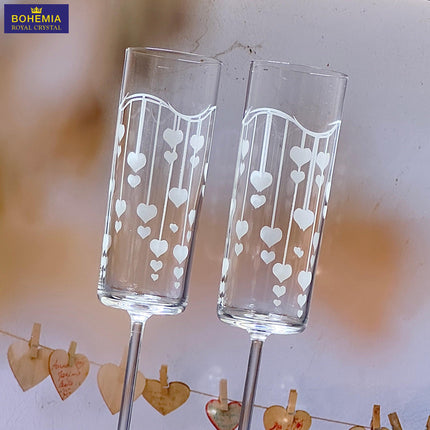 Set pahare cristal Hearts si cutie